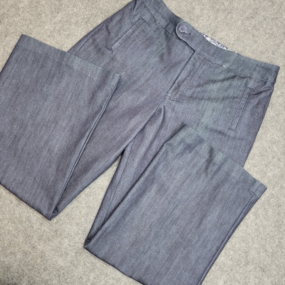 Chicos Platinum Chino Pants Womens 2 Blue Stretch Formal High Waisted Wide Leg